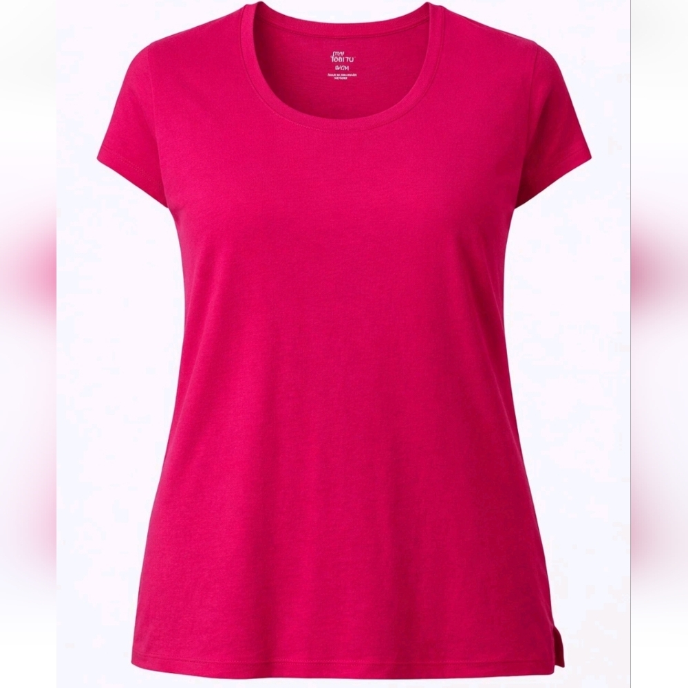 NWT Felina Ladies' Slub Scoop Neck T-Shirt Pink‎